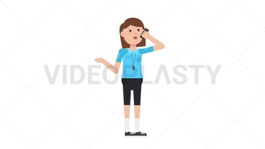 White Female EU Referee Talking on the Phone Angry Stock Animation