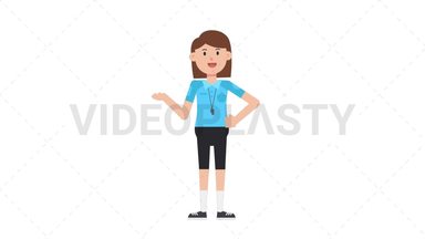 White Female EU Referee Talking Stock Animation