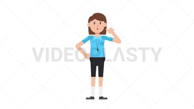 White Female EU Referee Thinking Stock Animation