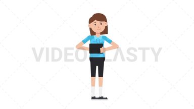 White Female EU Referee Using Tablet Happy Stock Animation