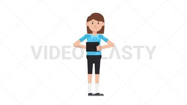 White Female EU Referee Using Tablet Sad Stock Animation