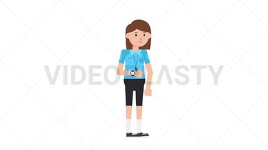 White Female EU Referee Waiting Stock Animation