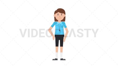 White Female EU Referee Warmup Exercise Stock Animation