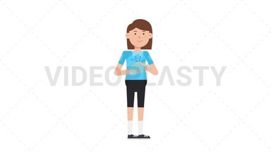 White Female EU Referee Washing Hands Stock Animation