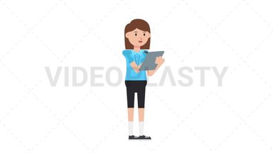White Female EU Referee Writing on Clipboard Stock Animation