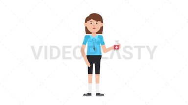 White Female EU Using Disinfectant Spray Stock Animation