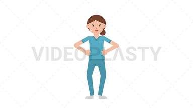 White Female Nurse Angry Stock Animation