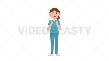 White Female Nurse Clapping Stock Animation