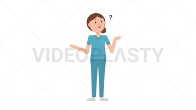 White Female Nurse Confused Stock Animation