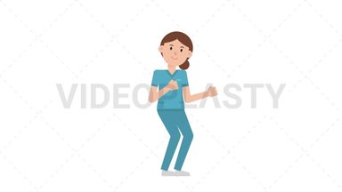 White Female Nurse Dancing Stock Animation