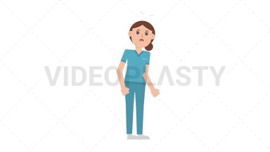 White Female Nurse Dizzy Stock Animation