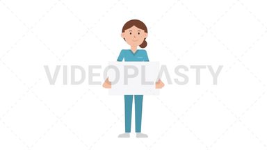 White Female Nurse Holding Poster Stock Animation