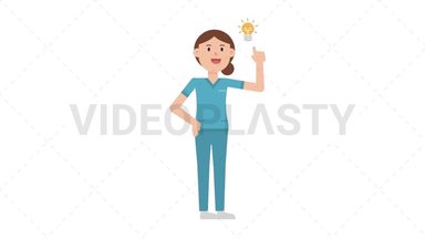 White Female Nurse Idea Stock Animation