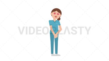 White Female Nurse In Love Stock Animation