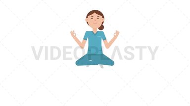 White Female Nurse Meditating Stock Animation