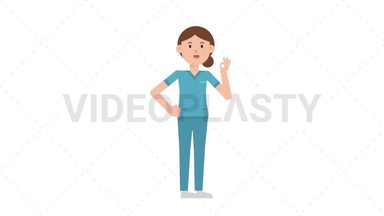 White Female Nurse Ok Stock Animation