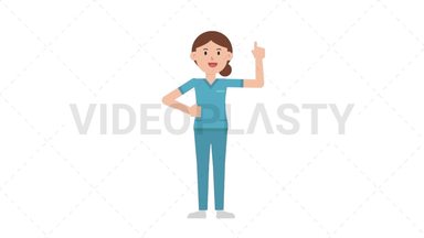 White Female Nurse Pointing Above Stock Animation