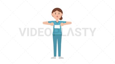 White Female Nurse Putting on Face Mask Stock Animation