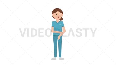 White Female Nurse Sad Stock Animation