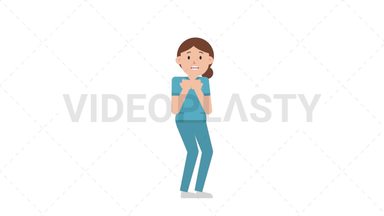 White Female Nurse Scared Stock Animation