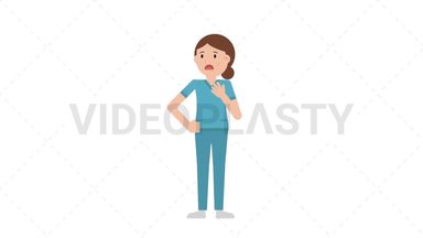 White Female Nurse Shortness of Breath Stock Animation