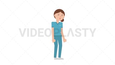 White Female Nurse Sleepy Stock Animation