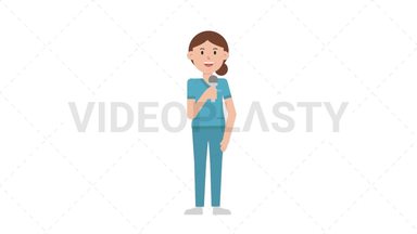 White Female Nurse Talking on Microphone Stock Animation