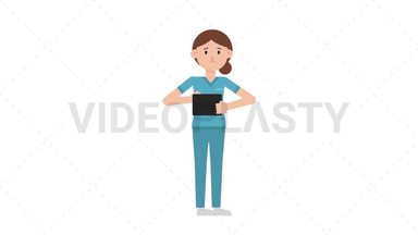 White Female Nurse Using Tablet Sad Stock Animation