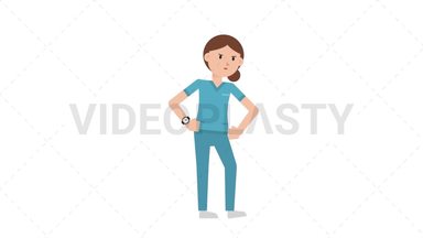 White Female Nurse Waiting Stock Animation