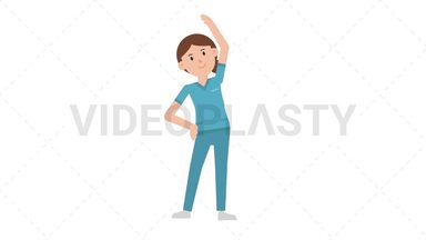 White Female Nurse Warmup Exercise Stock Animation