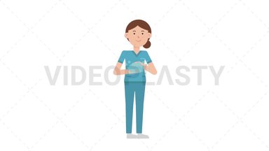 White Female Nurse Washing Hands Stock Animation