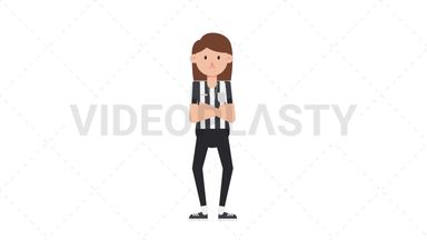 White Female US Referee Angry Stock Animation