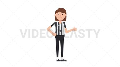 White Female US Referee Approve Stock Animation