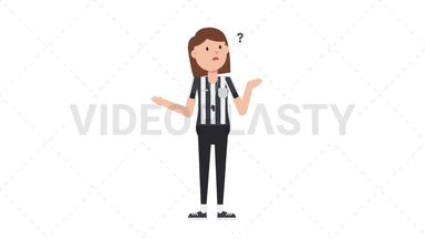 White Female US Referee Confused Stock Animation