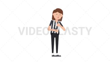 White Female US Referee Coughing Stock Animation