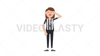 White Female US Referee Crying Stock Animation