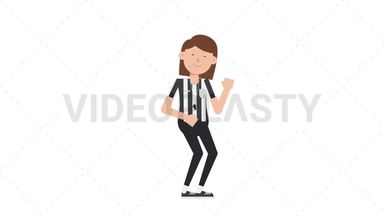 White Female US Referee Dancing Stock Animation