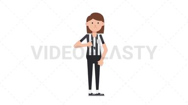 White Female US Referee Disapprove Stock Animation