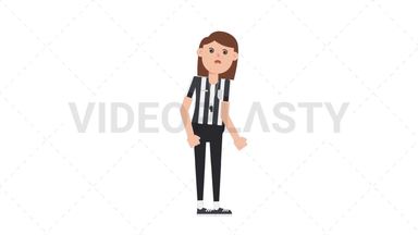 White Female US Referee Dizzy Stock Animation
