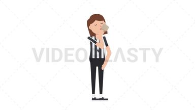 White Female US Referee Drinking Coffee Stock Animation