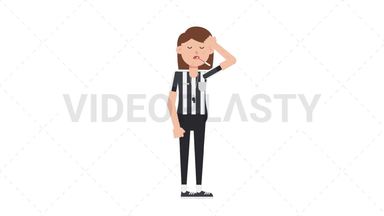 White Female US Referee Fever Stock Animation