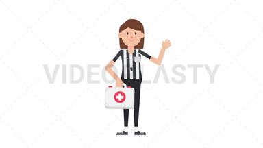 White Female US Referee Holding First Aid Kit Stock Animation