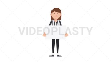 White Female US Referee Holding Poster Stock Animation