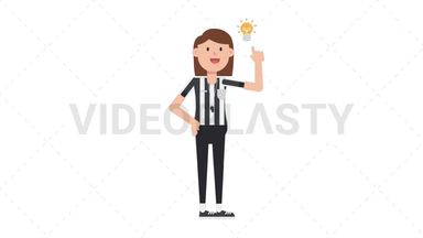 White Female US Referee Idea Stock Animation