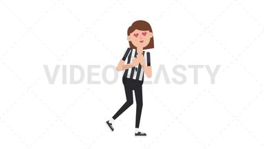 White Female US Referee In Love Stock Animation