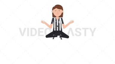 White Female US Referee Meditate Stock Animation