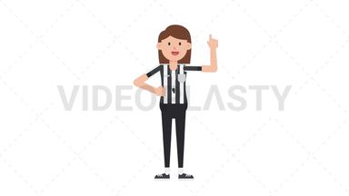 White Female US Referee Pointing Above Stock Animation
