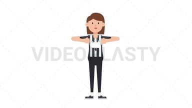 White Female US Referee Putting on Face Mask  Stock Animation