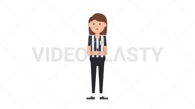 White Female US Referee Sad Stock Animation