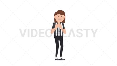 White Female US Referee Scared Stock Animation